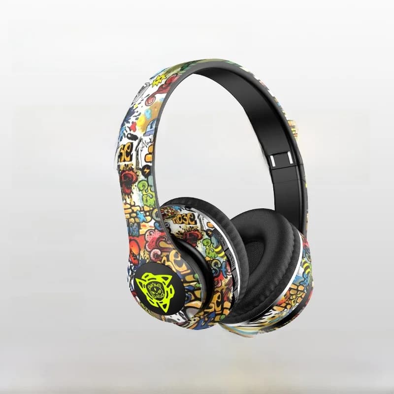 Graffiti over-ear draadloze hoofdtelefoon met FM-radio en TF-kaartslot