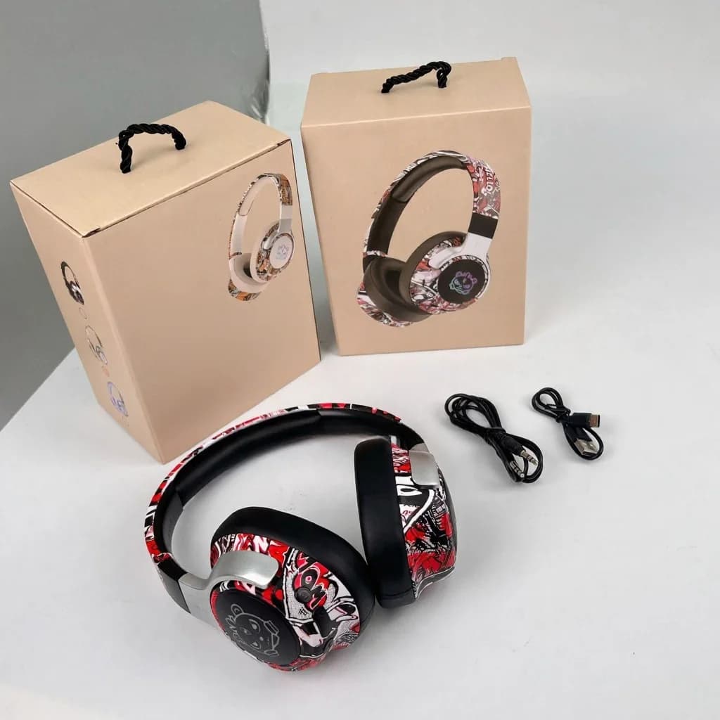 Graffiti over-ear Bluetooth-hoofdtelefoon met RGB-verlichting en microfoon