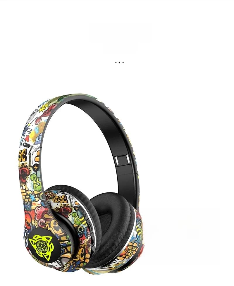 Graffiti over-ear draadloze hoofdtelefoon met FM-radio en TF-kaartslot