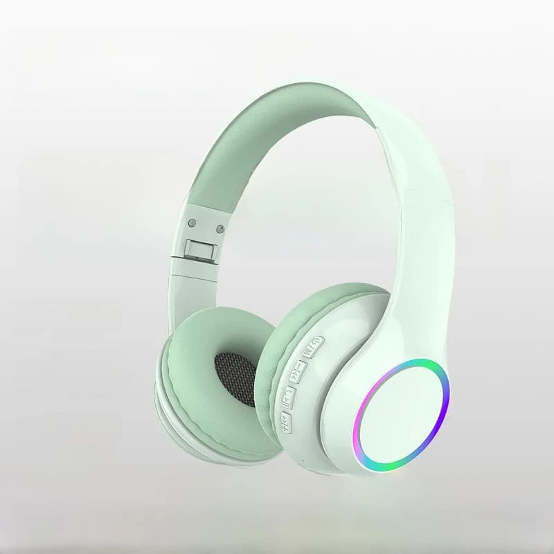 LED-verlichte draadloze Bluetooth over-ear hoofdtelefoon met microfoon