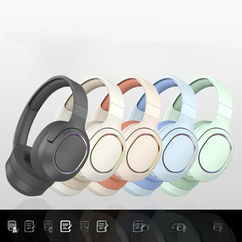 Draadloze Bluetooth-hoofdtelefoon met LED-verlichting en FM-radio