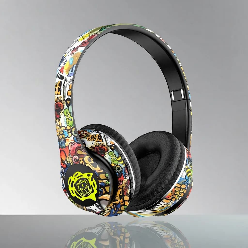 Draadloze Bluetooth Hoofdtelefoon Opvouwbaar Graffiti Design