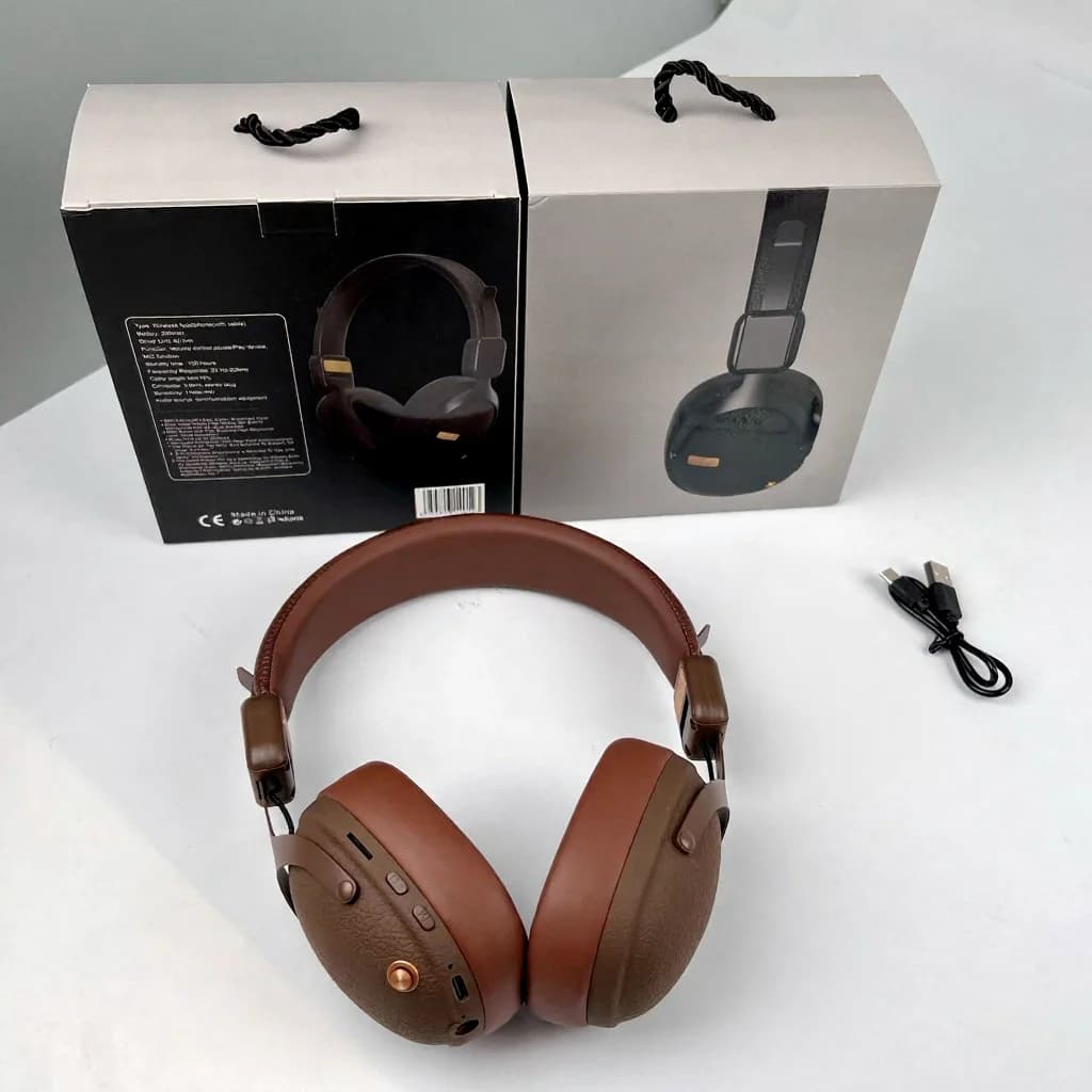 Retro draadloze over-ear koptelefoon met Bluetooth 5.4 en lange batterijduur