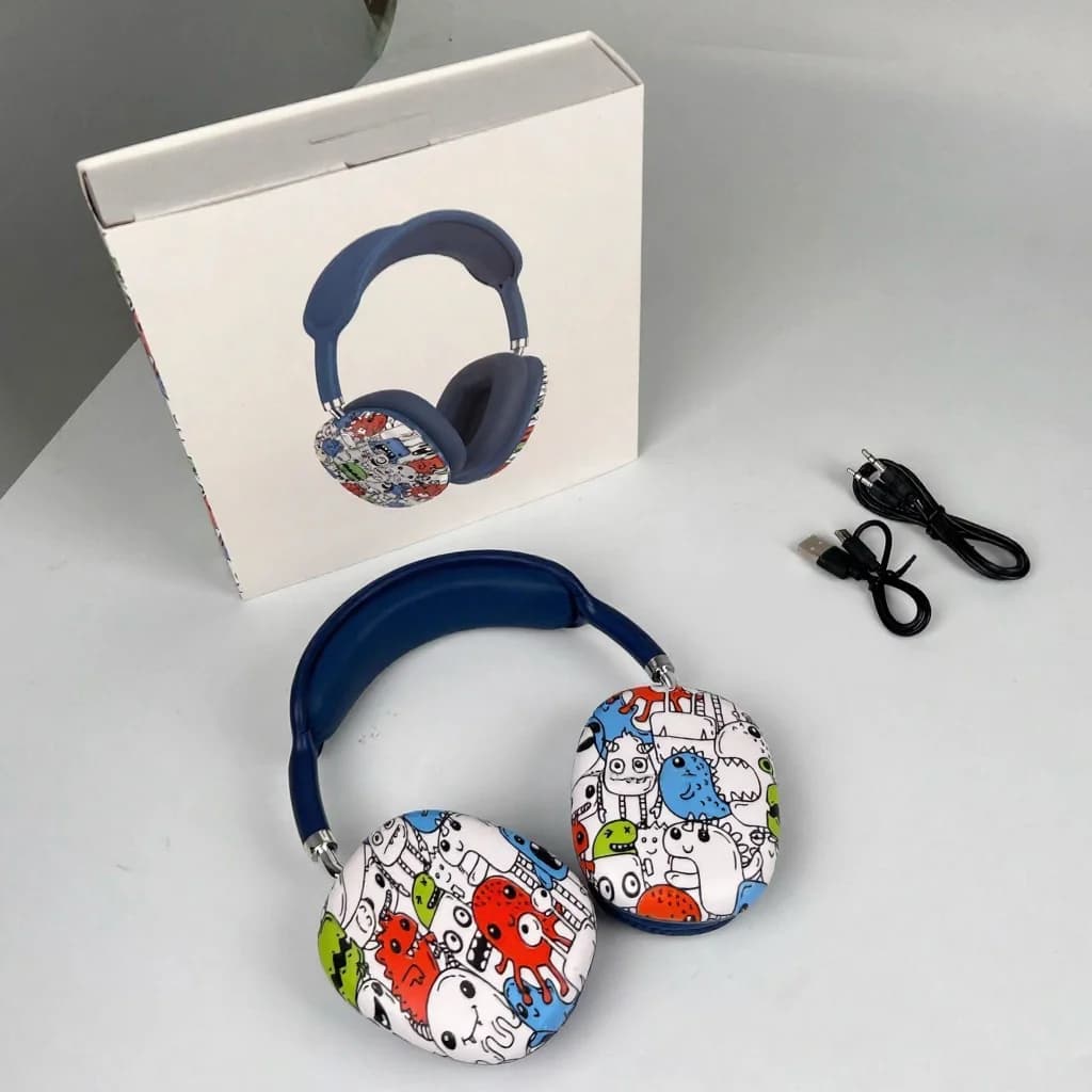 Graffiti over-ear draadloze hoofdtelefoon met TF-kaart en AUX