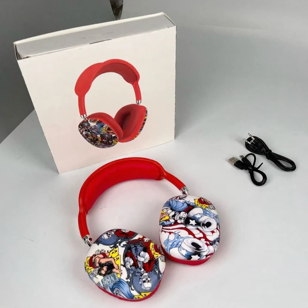 Graffiti over-ear bluetoothkoptelefoon met FM-radio en TF-kaartslot
