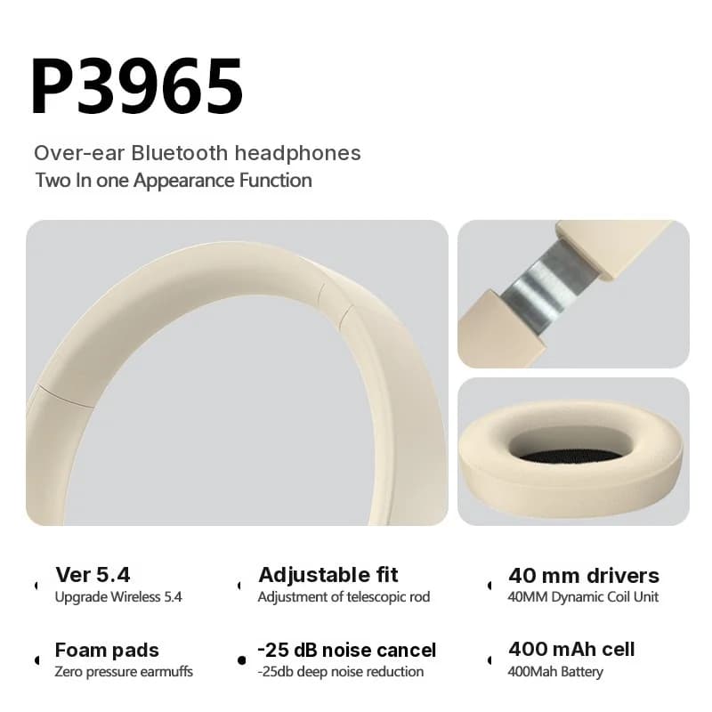 Actieve Noise Cancelling Over-Ear Bluetooth Hoofdtelefoon Draadloos Stereo