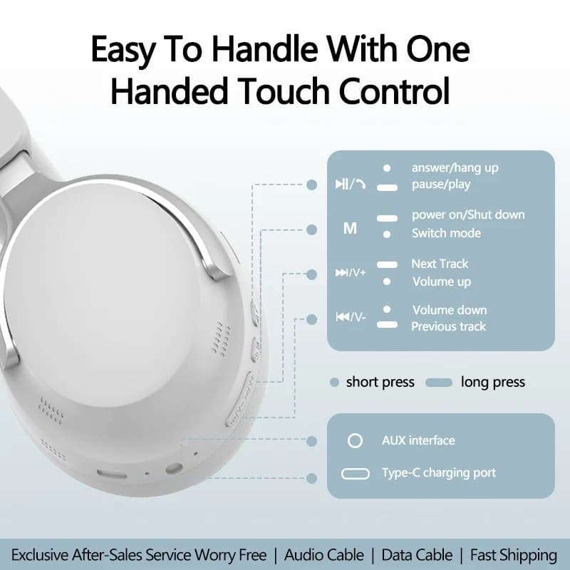 Draadloze over-ear Bluetooth koptelefoon met 3D stereogeluid en lange batterij