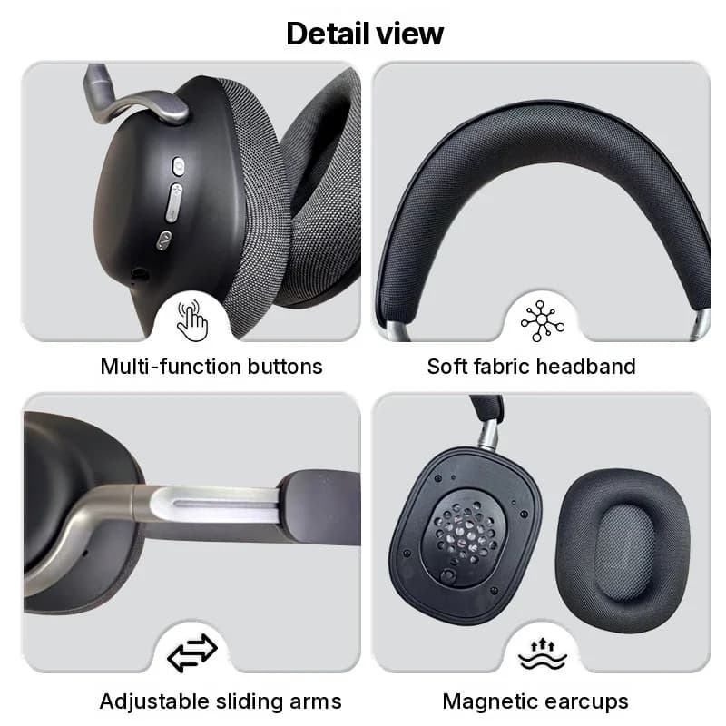 Draadloze Over-Ear Hoofdtelefoon met Actieve Noise Cancelling en Magnetische Oorkussens