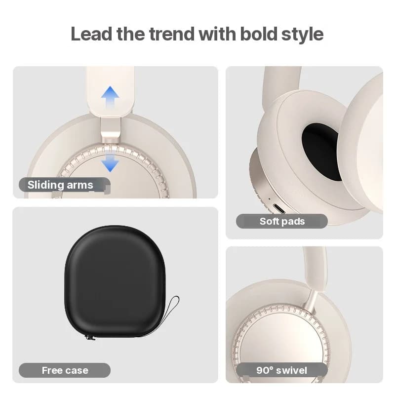 Draadloze Bluetooth over-ear koptelefoon met ANC en microfoon