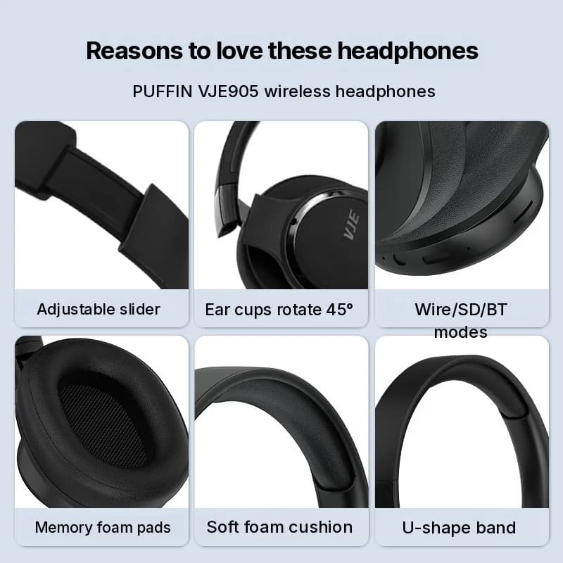 Draadloze over-ear hoofdtelefoon met lange batterijduur en Bluetooth 5.4