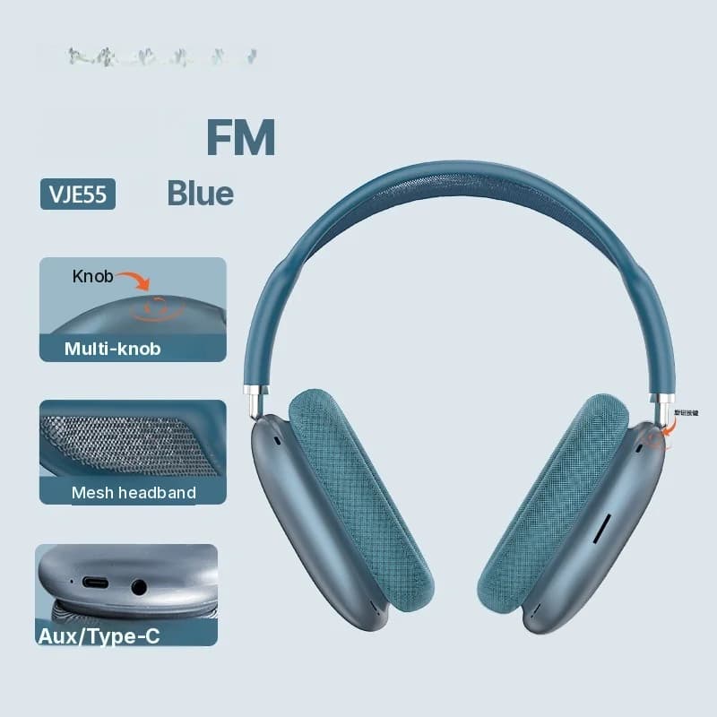 Bluetooth 5.4 Over-Ear Hoofdtelefoon met Draaiknop en FM-radio