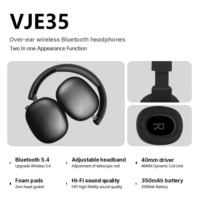 Draadloze Bluetooth Hoofdtelefoon met FM-radio en TF-kaartsleuf