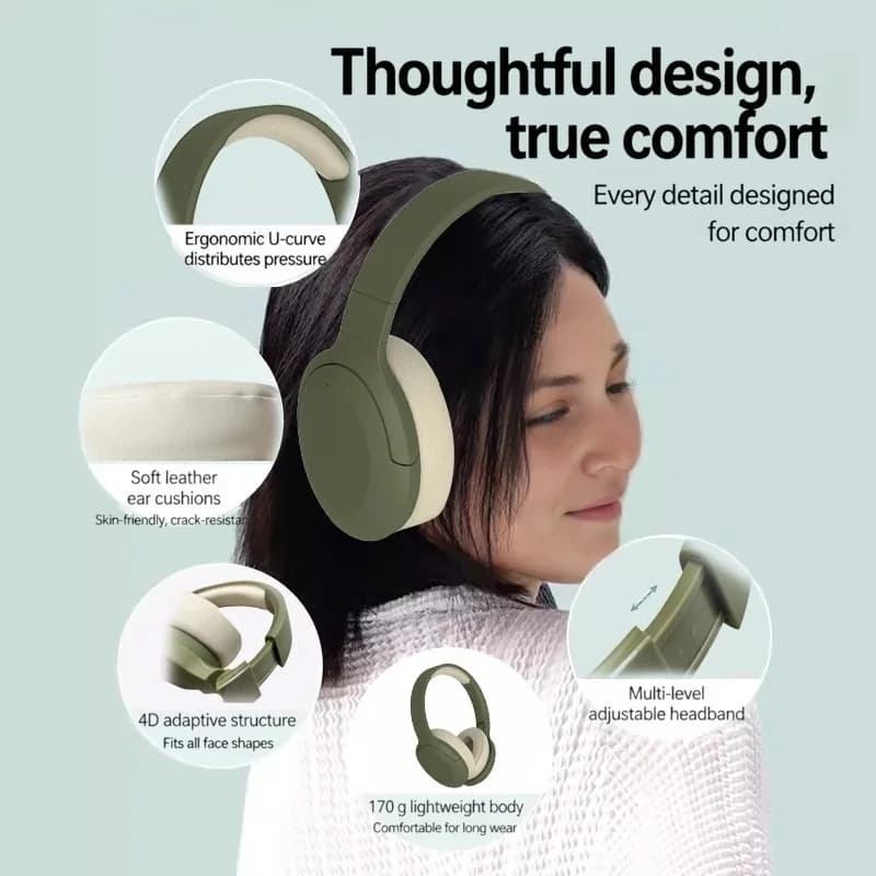 Draadloze Bluetooth over-ear hoofdtelefoon met FM-radio en lange batterijduur