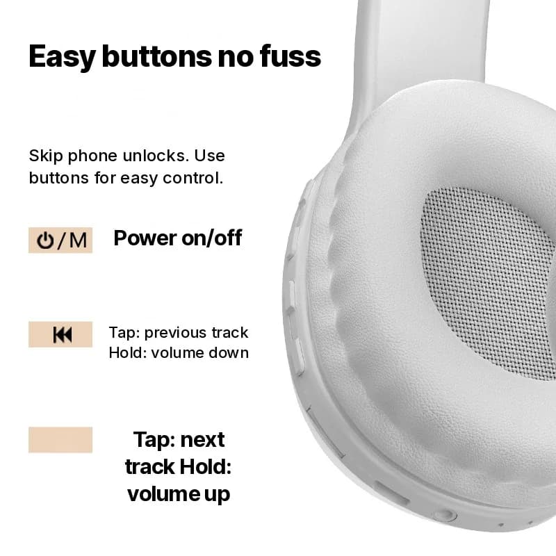 Over-ear Bluetooth-hoofdtelefoon met TF-kaartslot en AUX-ingang
