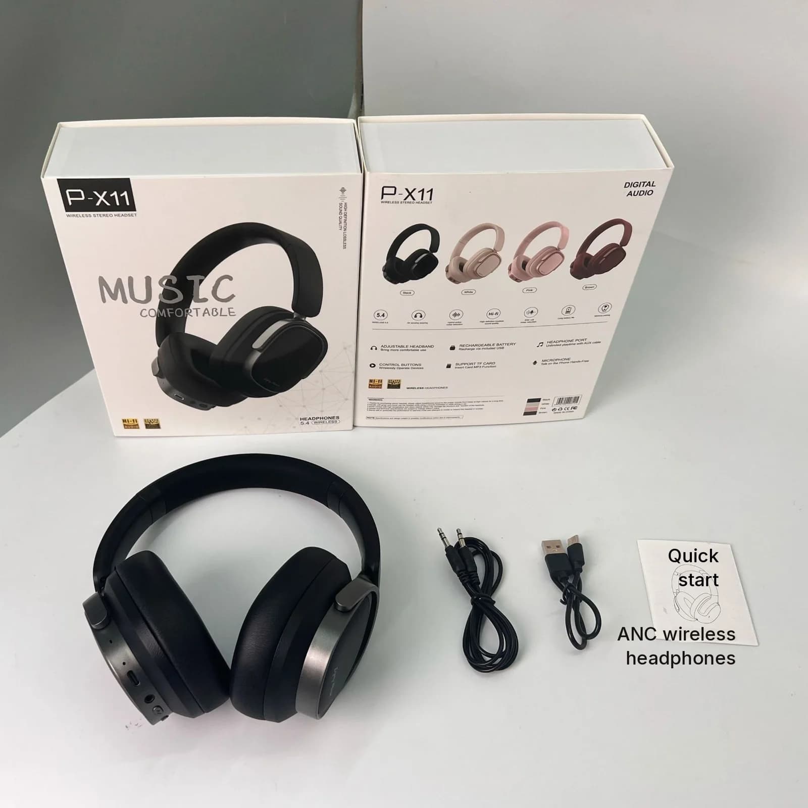 Retro Over-Ear Draadloze Hoofdtelefoon met Actieve Noise Cancelling