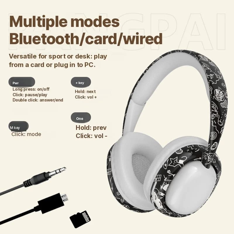 Over-ear Bluetooth koptelefoon met diepe bas en draadloze connectiviteit