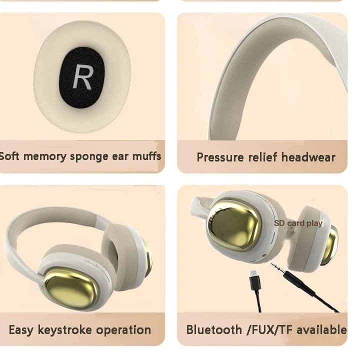 Draadloze over-ear hoofdtelefoon met Bluetooth 5.3 en lange batterijduur