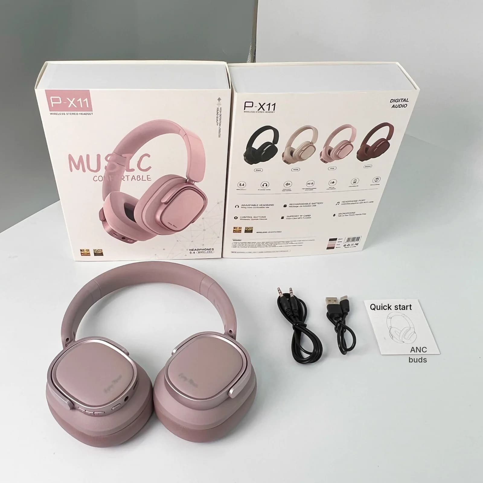 Retro over-ear Bluetooth-hoofdtelefoon met actieve ruisonderdrukking