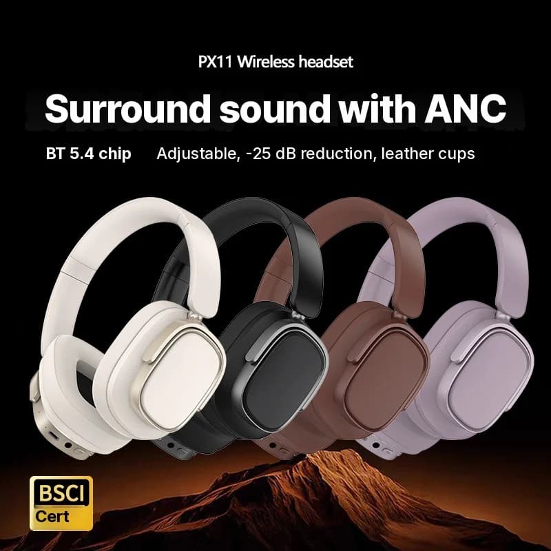 Over-ear draadloze koptelefoon met actieve ruisonderdrukking en 35u batterij