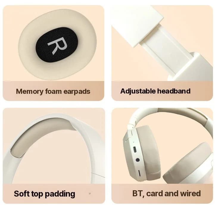 Over-ear Bluetooth-hoofdtelefoon met bas, AUX en TF-kaartondersteuning