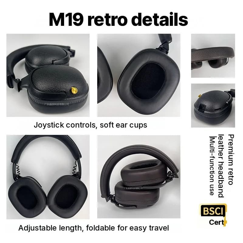 Retro over-ear Bluetooth-koptelefoon draadloze stereo headset met microfoon