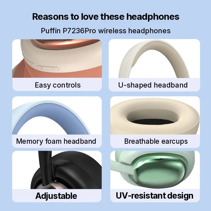Over-ear draadloze Bluetooth koptelefoon met microfoon en 40mm drivers