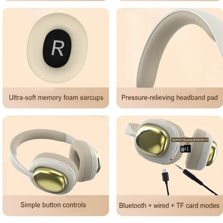 Draadloze Bluetooth-hoofdtelefoon met FM-radio en stereo