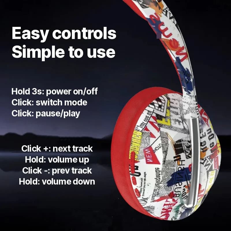 Over-ear Bluetooth-hoofdtelefoon met TF-kaartsleuf en draadloze connectiviteit