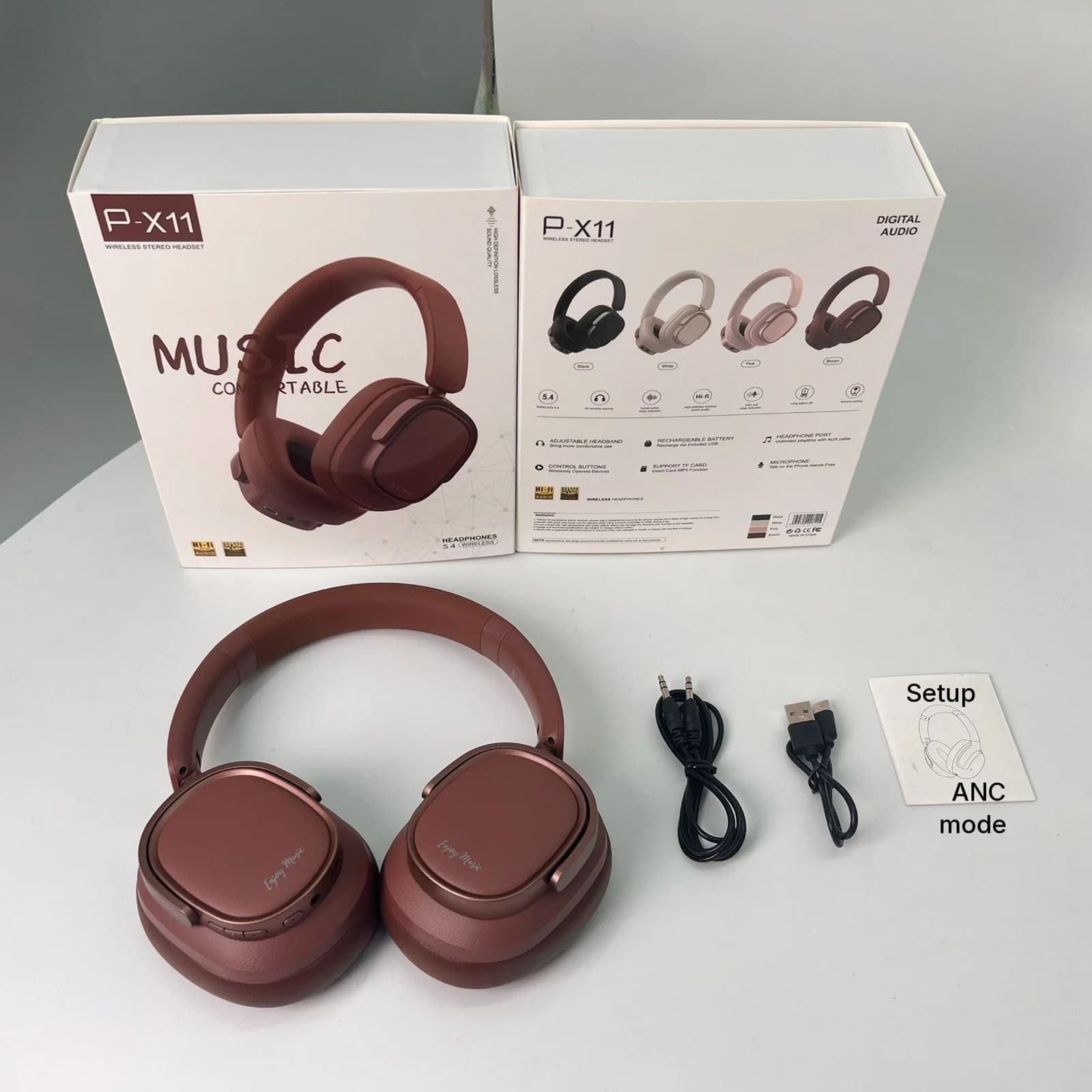 Retro Over-Ear Draadloze Hoofdtelefoon met Actieve Noise Cancelling