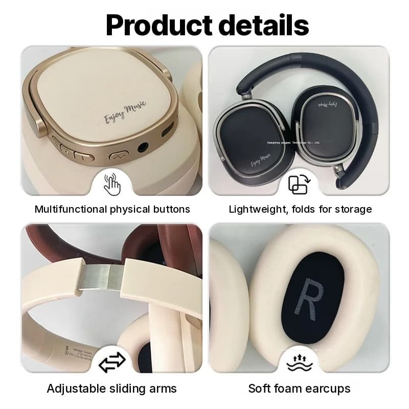 Retro Over-Ear Draadloze Hoofdtelefoon met Actieve Noise Cancelling
