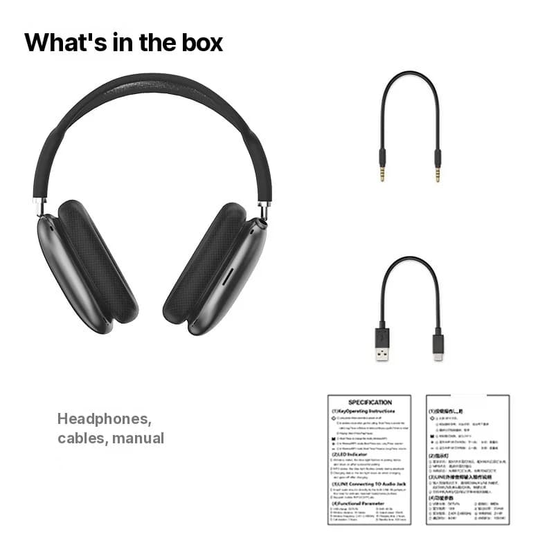 Bluetooth 5.4 Over-Ear Hoofdtelefoon met Draaiknop en FM-radio