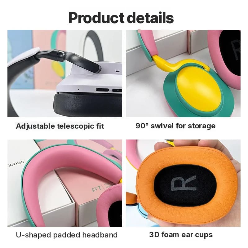 Draadloze over-ear Bluetooth koptelefoon met microfoon, FM-radio, Type-C