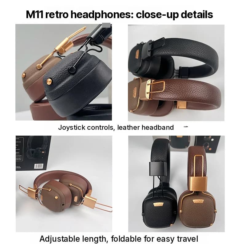 Retro over-ear draadloze Bluetooth-hoofdtelefoon met EQ-geluidsmodi