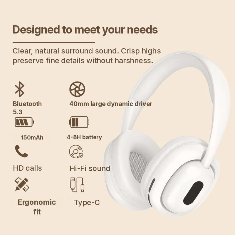 Over-Ear Bluetooth Hoofdtelefoon met FM Radio en TF-Card Sleuf