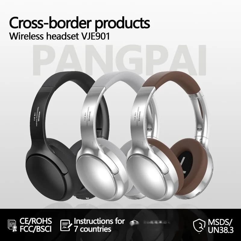 Retro draadloze Bluetooth koptelefoon over-ear stereo met microfoon
