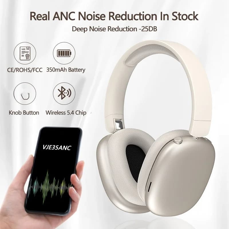 Actieve ruisonderdrukking draadloze Bluetooth-hoofdtelefoon met microfoon