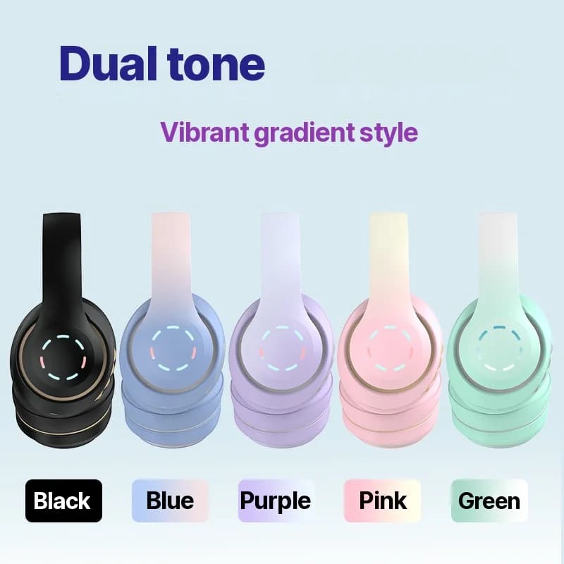 Draadloze over-ear koptelefoon met LED-verlichting en FM-radio