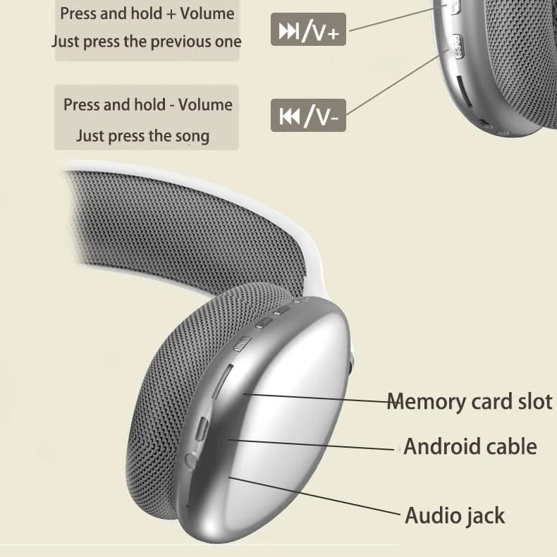 Draadloze Bluetooth over-ear hoofdtelefoon met FM-radio en TF-kaartsleuf