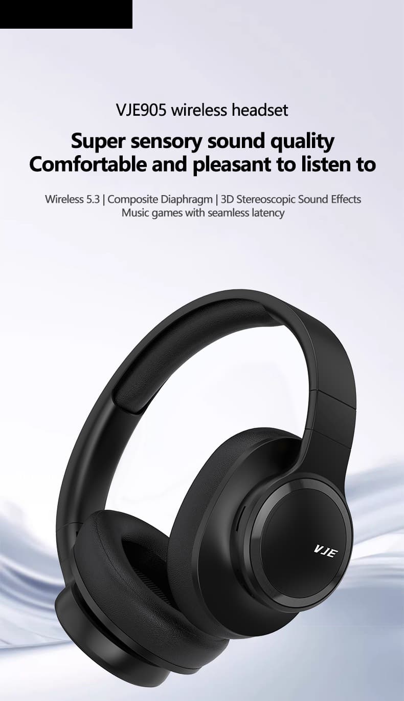 Over-ear draadloze Bluetooth-hoofdtelefoon met microfoon en diepe bas
