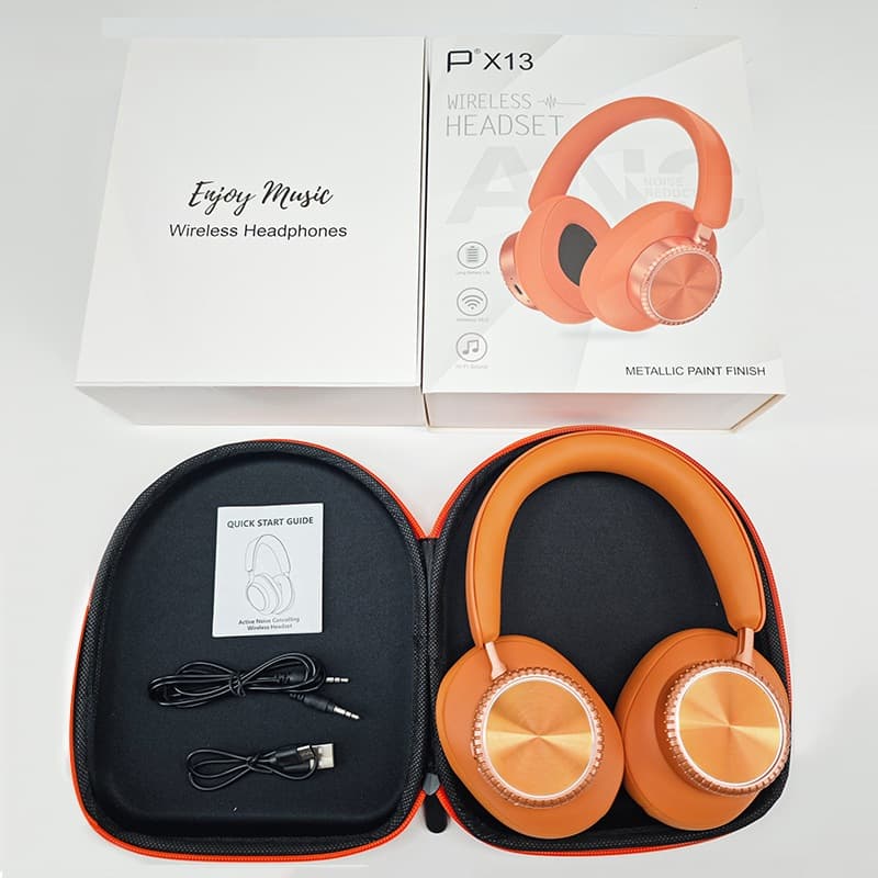 Over-ear draadloze Bluetooth koptelefoon met ruisonderdrukking en hoes