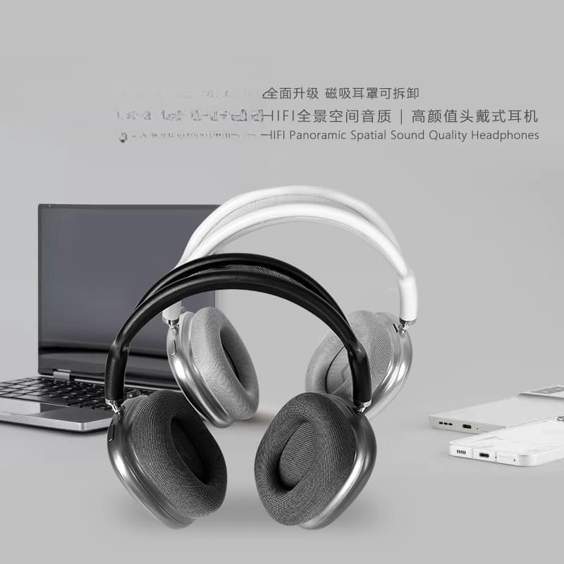 Draadloze over-ear hoofdtelefoon met magnetische oorschelpen en mesh-hoofdband